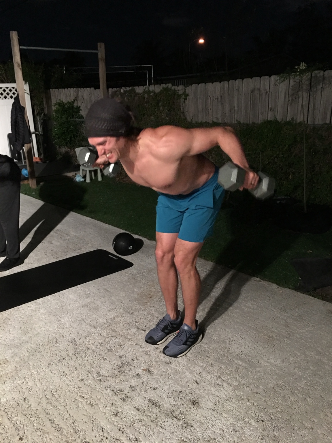 A2A Fitness client strength training with dumbbells